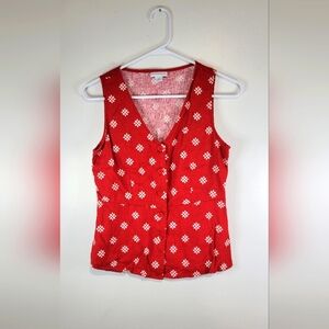Liz Claymore Womens Red Linen Vest Tank Top for Blouse Size XS.